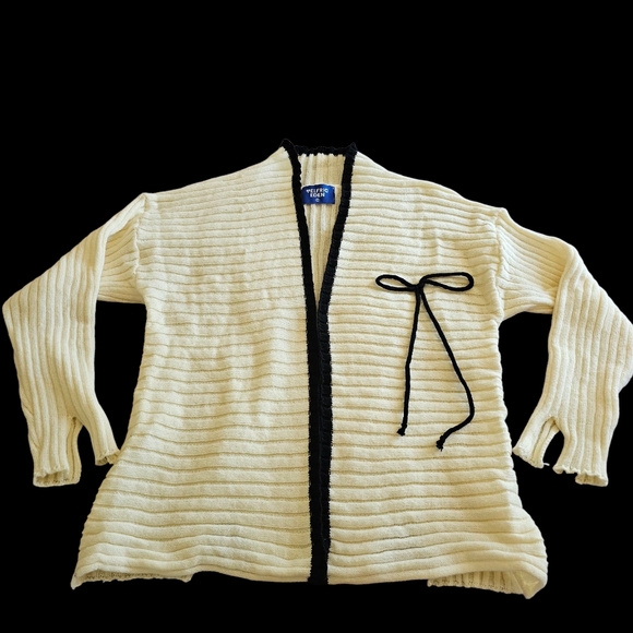 Aelfric Eden Global Streetwear Cream Bow Accent Unisex Open Cardigan Sz S-L - Picture 1 of 8
